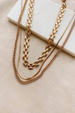 Falling For You Gold Panther Herringbone Layered Chain Necklace
