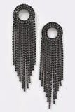Fine Shine Black Rhinestone Fringe Earring