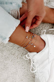 Feels Right Gold Cable Chain Rhinestone Butterfly Pearl 5 Piece Anklet