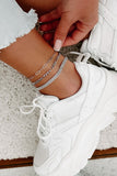 The One For You Silver Paperclip Chain Rhinestone 3 Piece Anklet
