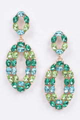 Shine Like Rhinestone Green Oval Drop Earrings