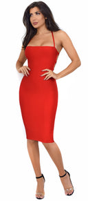 Maybelle Red Cross Back Bandage Dress - Emprada