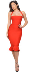 Kayden Red Mermaid Bandage Dress - Emprada