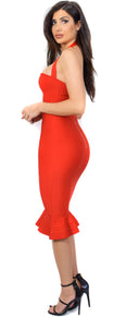 Kayden Red Mermaid Bandage Dress - Emprada