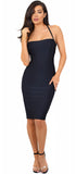 Maybelle Black Cross Back Bandage Dress - Emprada