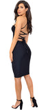 Maybelle Black Cross Back Bandage Dress - Emprada