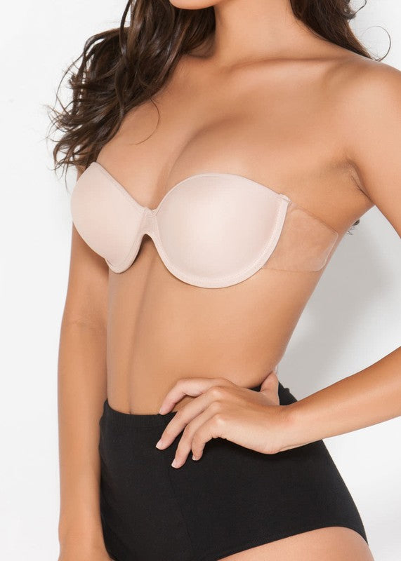 Backless Strapless Beige Bra