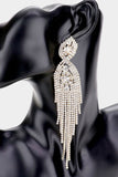 Rhinestone Long Drop Statement Earrings