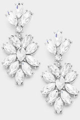 Marquise Glass Crystal Oval Vine Earrings