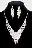 Rhinestone Rose Gold Pave Necklace & Earrings Set