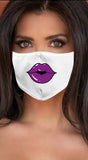 Lips Purple White Women's Reusable Face Mask