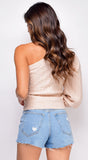Emerson Beige One Shoulder Sweater Top