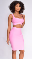Milly Pink Bandage Top And Skirt Set
