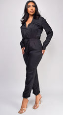 Tamara Black Satin Jumpsuit