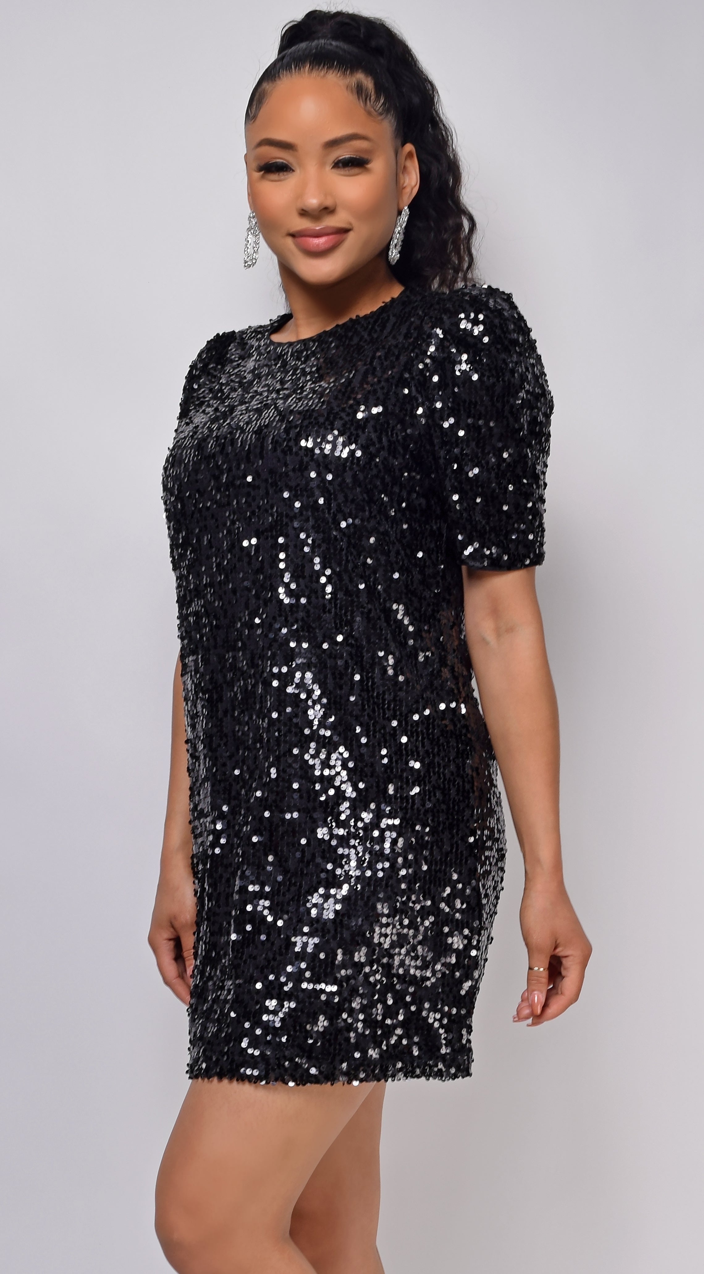 Renee Black Sequin Dress