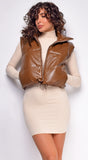 Zorana Brown leather Puffer Vest