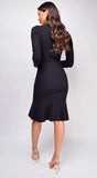 Hart Black Button Down Ribbed Midi Dress
