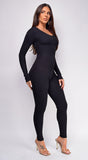 Elin Black Long Sleeve Jumpsuit