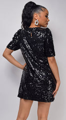 Renee Black Sequin Dress