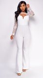 Jasmie White Lace Sleeve Jumpsuit