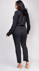 Tamara Black Satin Jumpsuit