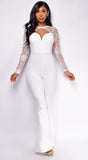 Jasmie White Lace Sleeve Jumpsuit