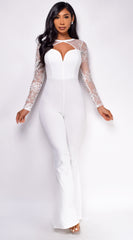 Jasmie White Lace Sleeve Jumpsuit