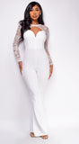 Jasmie White Lace Sleeve Jumpsuit