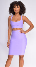 Milly Lavender Purple Bandage Top And Skirt Set