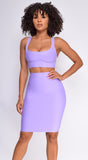 Milly Lavender Purple Bandage Top And Skirt Set