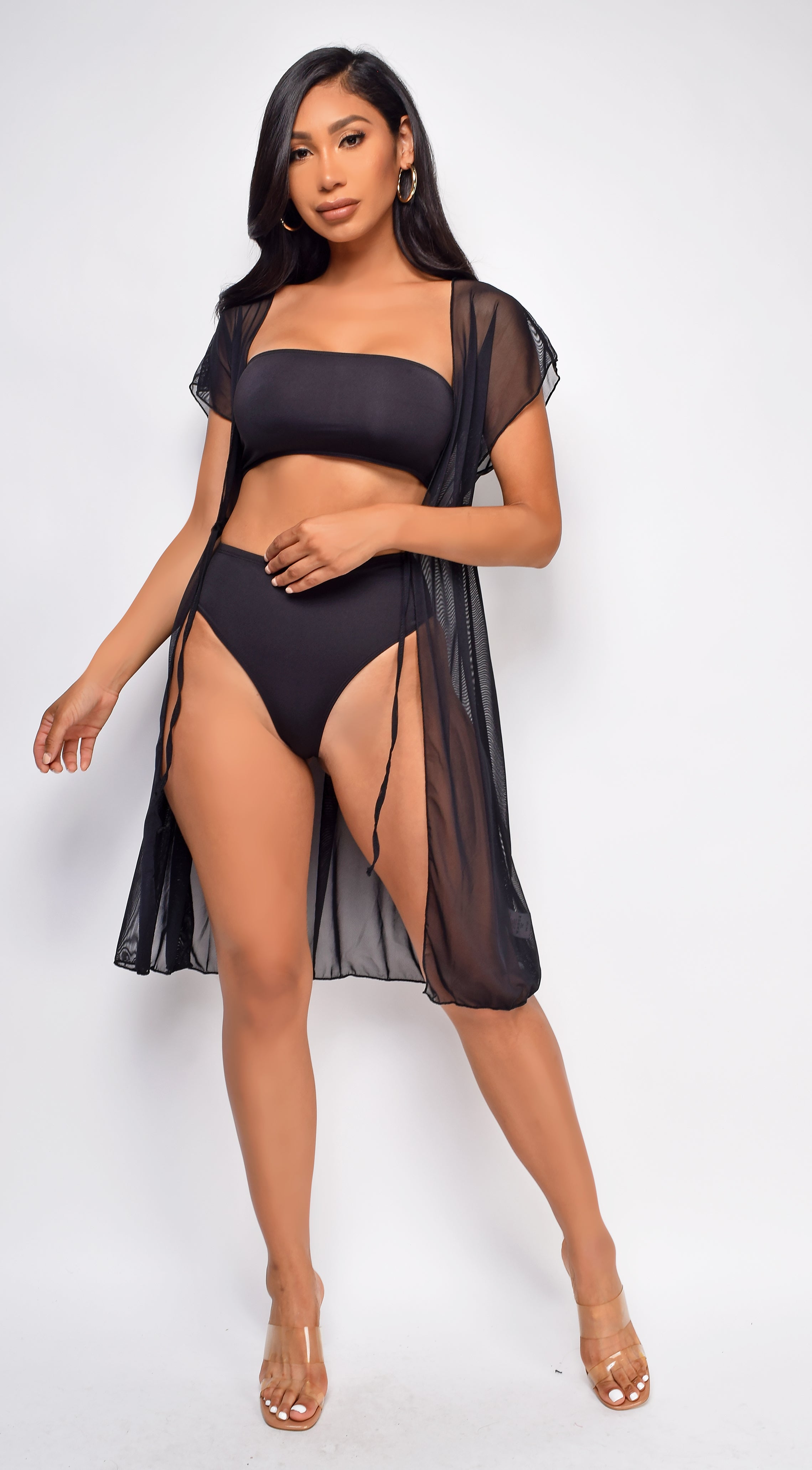 Aysia Black Tie Up Cover Up