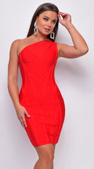 Jocelyn Red One Shoulder Bandage Dress