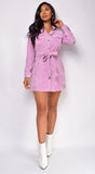 Idra Dusty Lavender Purple Corduroy Front Tied Jacket Dress