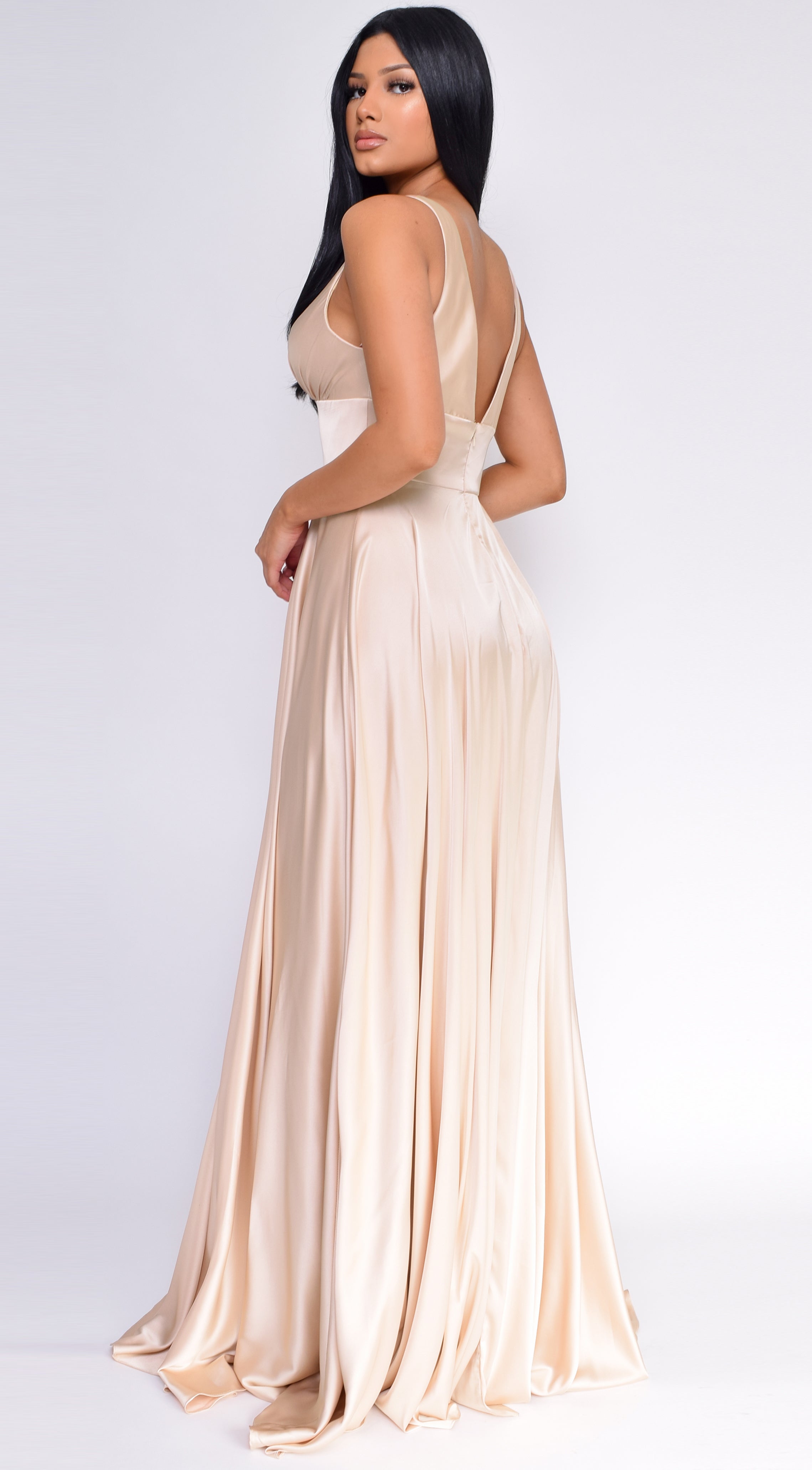 Everleigh Nude Satin Gown