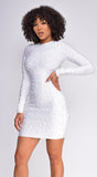 Jimena White Pearl Long Sleeve Bandage Dress