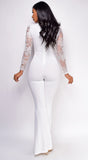 Jasmie White Lace Sleeve Jumpsuit