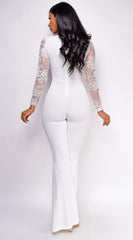 Jasmie White Lace Sleeve Jumpsuit