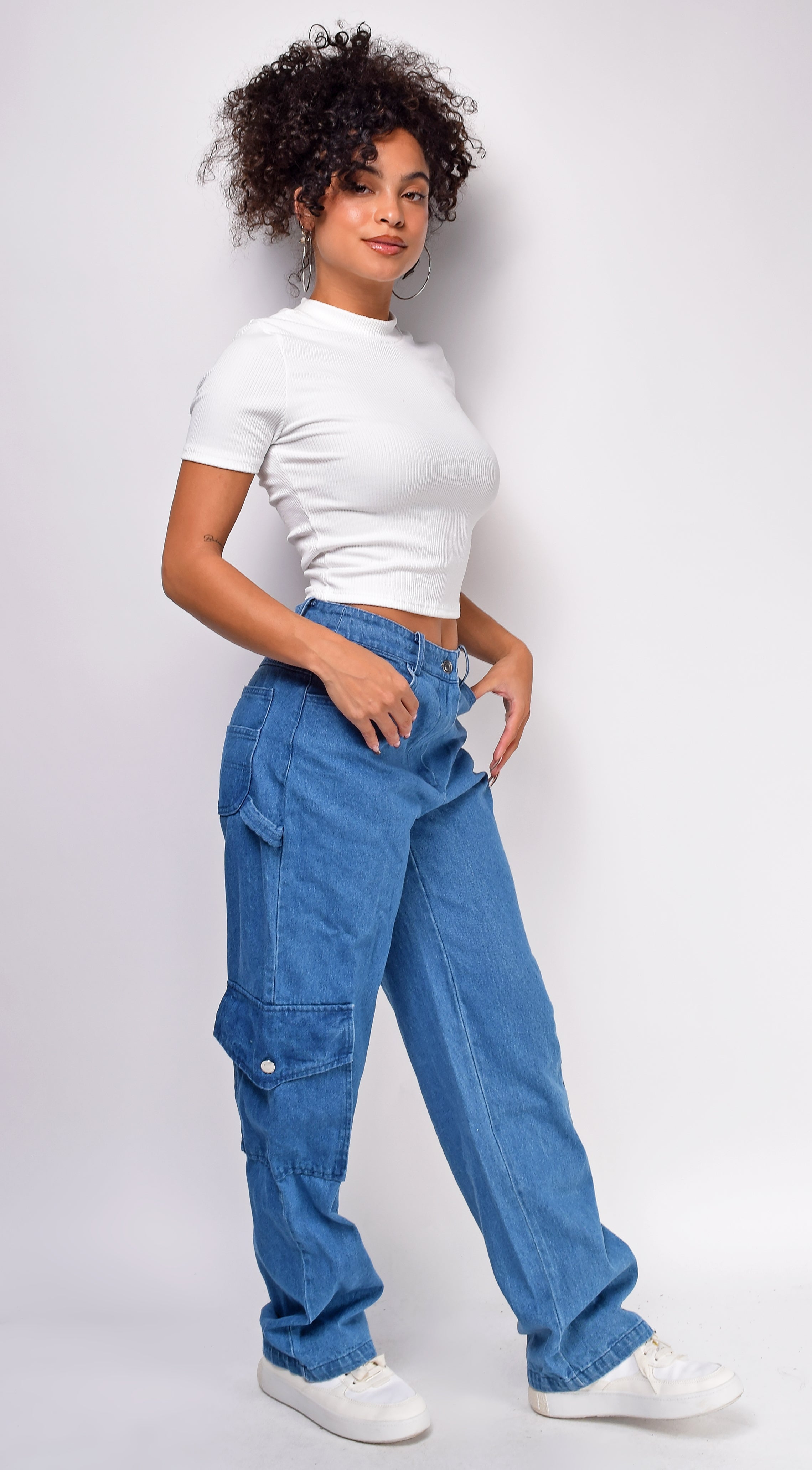 Rasha White Basic Crop Top