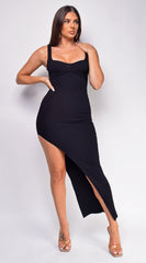 Lilja Black High Slit Maxi Dress