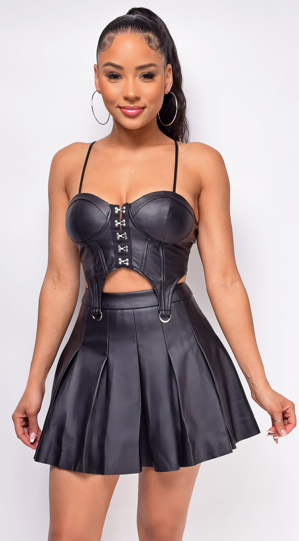 Kynlee Black PU Bustier Top