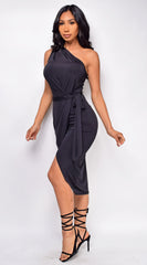 Celyn Black One Shoulder Dress