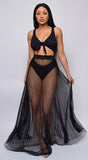 Palmaria Black Pleated Sheer Tulle Cover-up Skirt