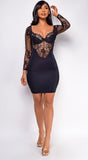Keava Black Lace Detail Mini Dress