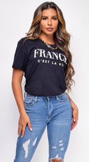 France C'est La Vie Black Graphic Tee