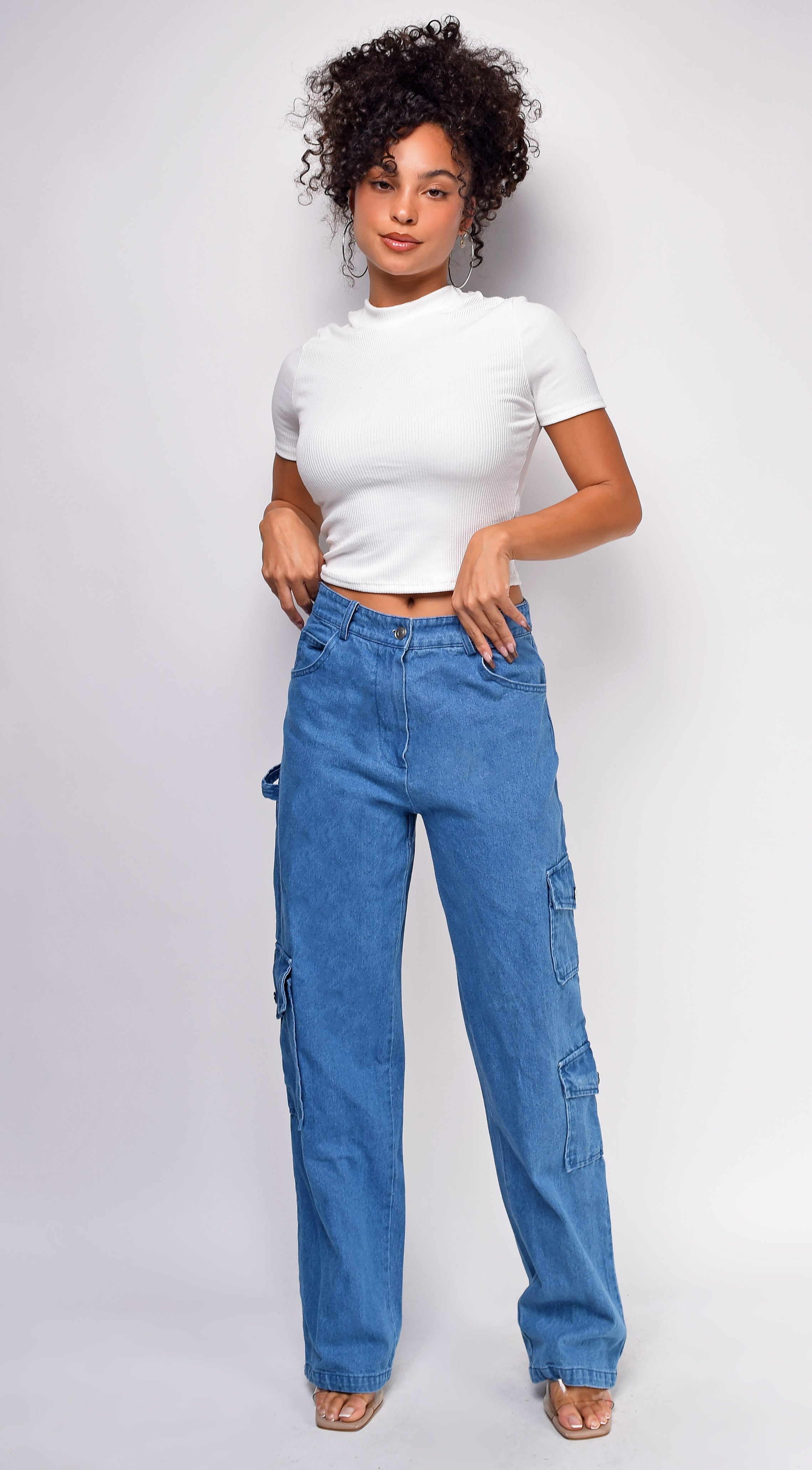 Rasha White Basic Crop Top