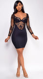 Keava Black Lace Detail Mini Dress