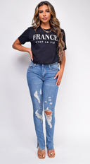 France C'est La Vie Black Graphic Tee