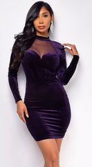 Gracie Dark Purple Velvet Mini Dress