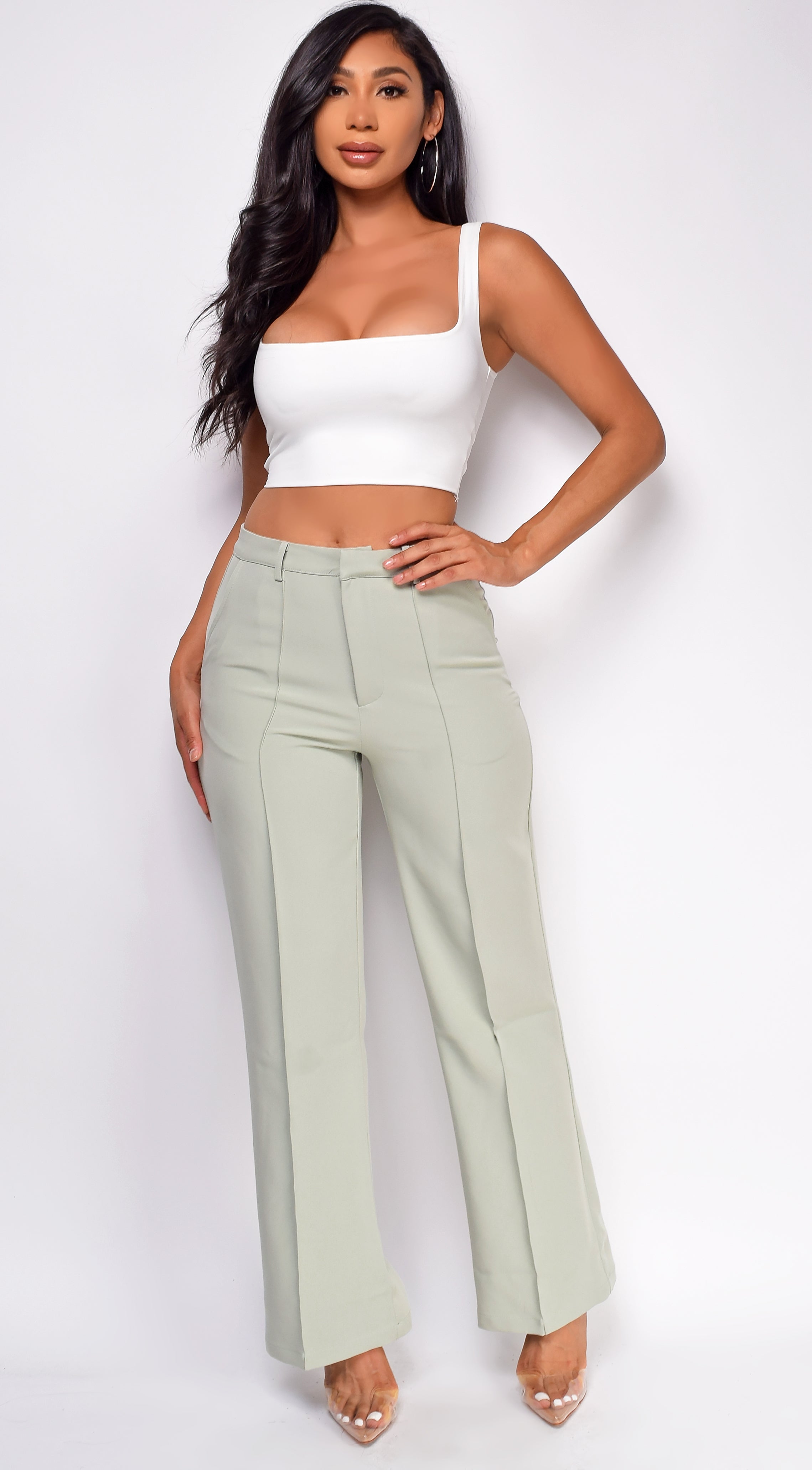 Delta Light Sage Green Wide Leg Pants