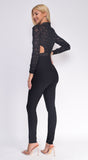 Emery Black Studded Mesh Top Bandage Jumpsuit